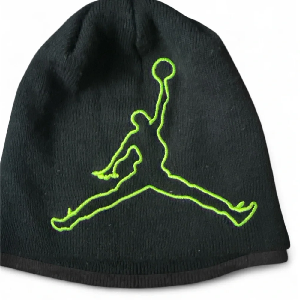 💕 5/$25💕 Jordon Black Beanie with Neon Green Logo